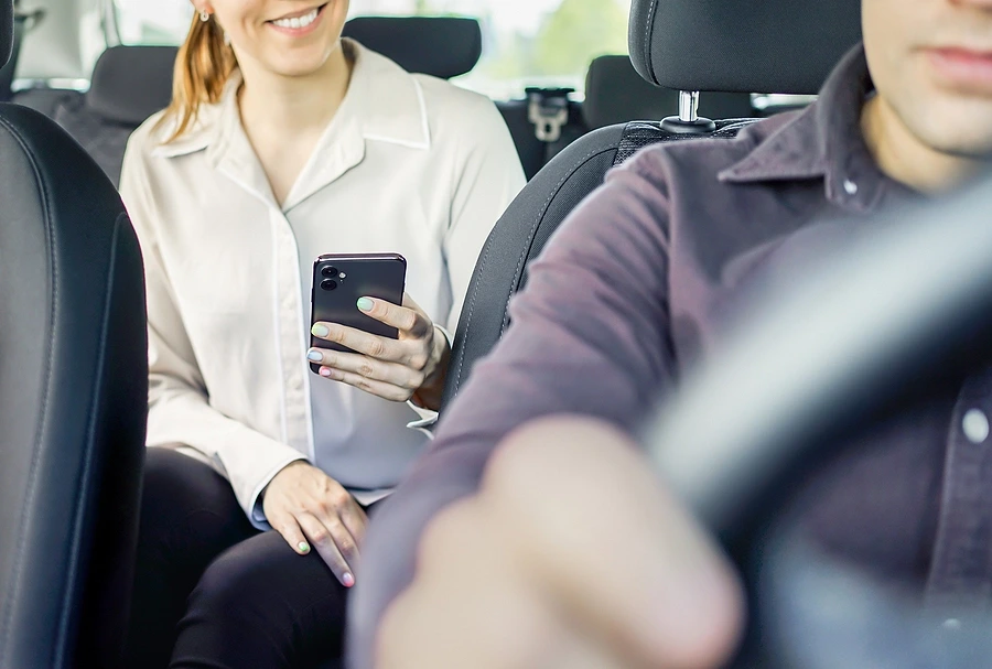 Rideshare passanger in car